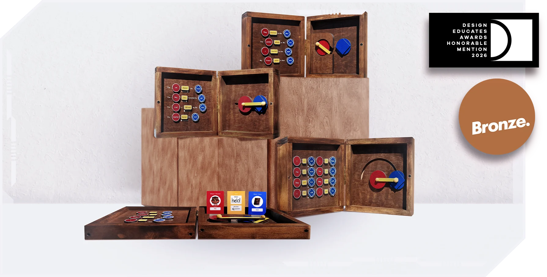Grammar Gizmos, the four wooden grammar tools